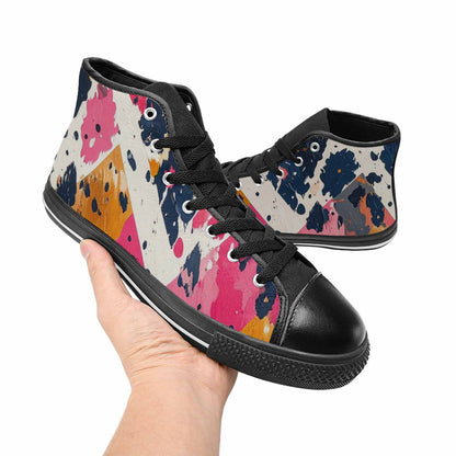 WOMEN'S Cow Animal Print High Top Canvas Aesthetic Sneakers