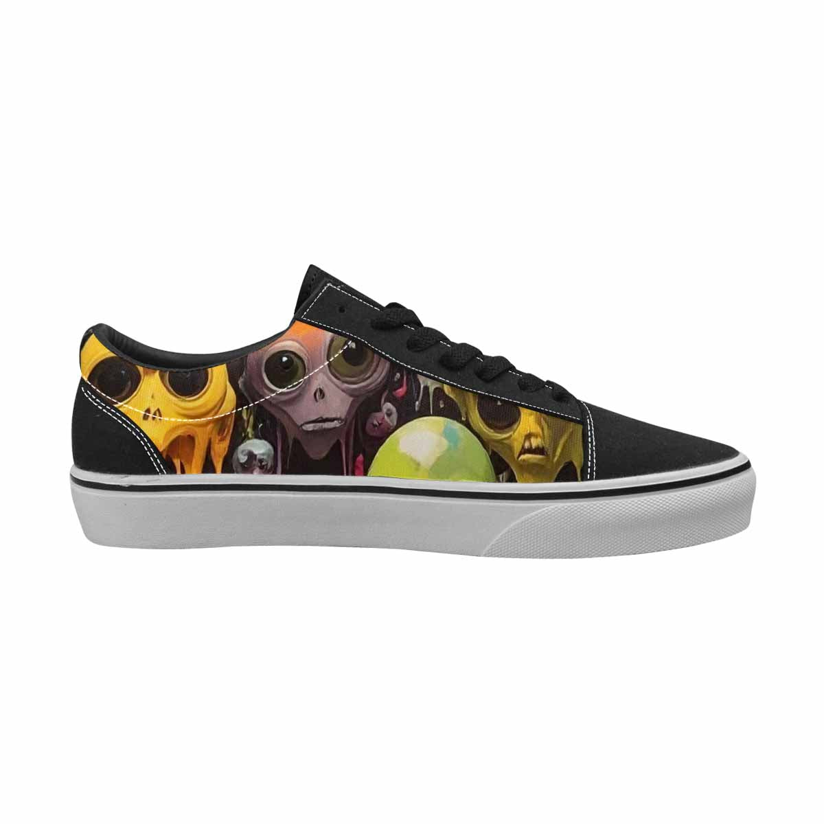 WOMEN'S Aliens  Camo Melting Lace-Up Canvas Surreal Custom Shoes