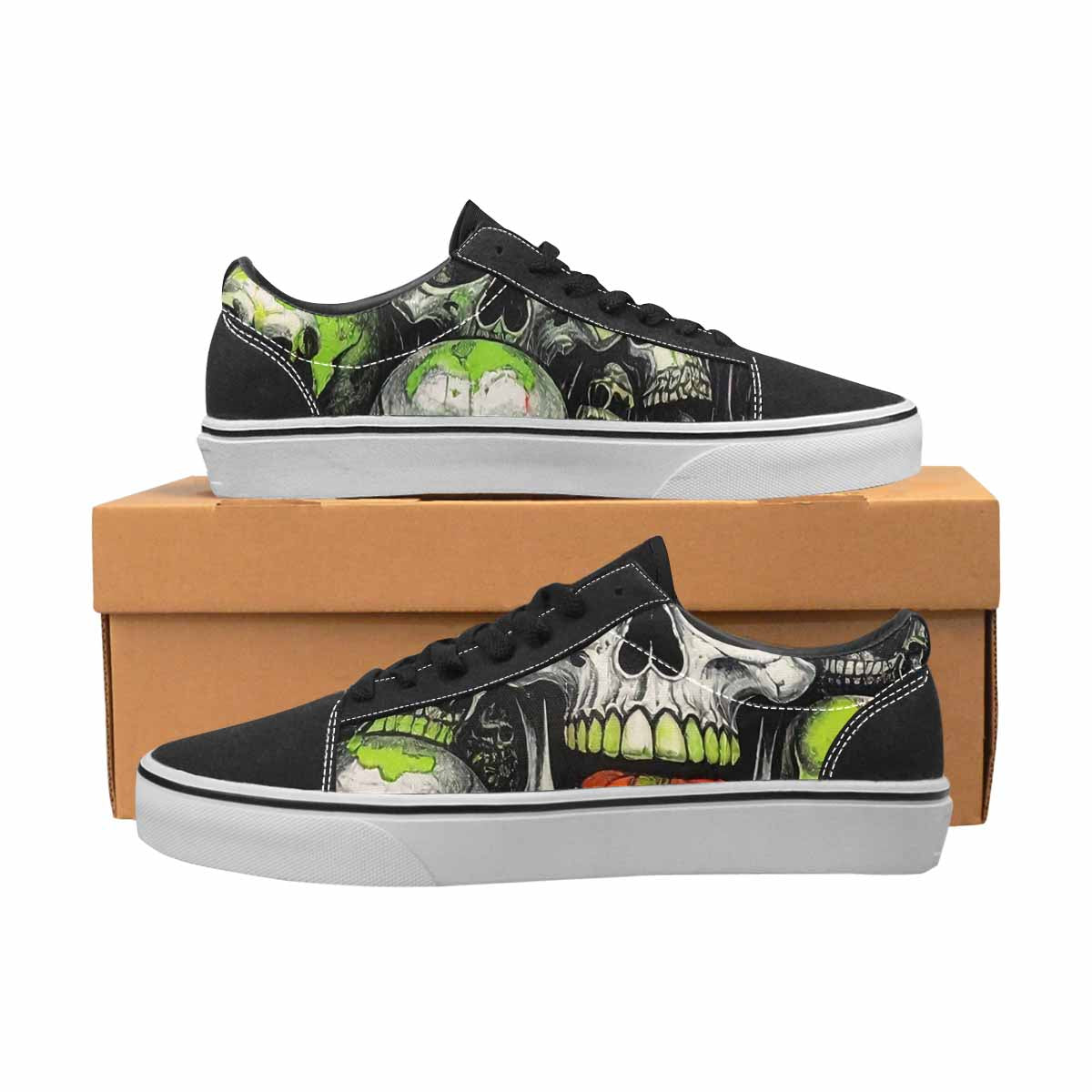 WOMEN'S Rainbow From Skull S Lace-Up Canvas Neon Fantasy Shoes