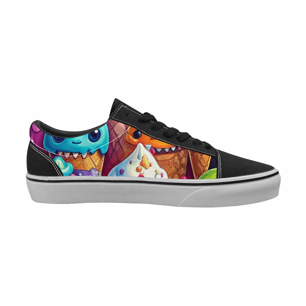 WOMEN'S Melting Ice Cream Monster Lace-Up Canvas Cottagecore Custom Sneakers