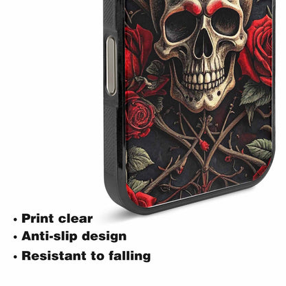 iPhone 15 Pro Max Case — Gothic Skulls Roses, Unique Phone Case Design