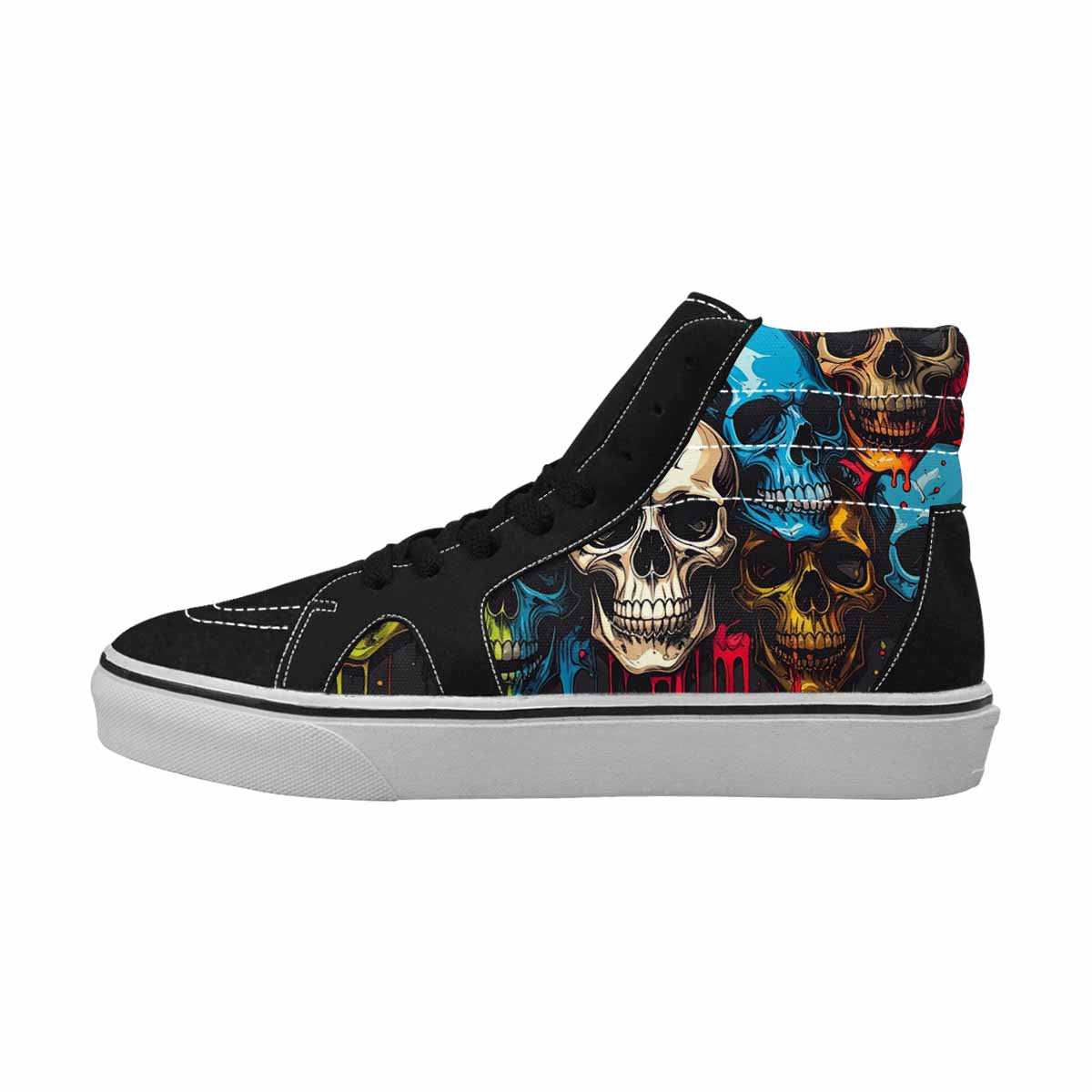 WOMEN'S Dripping Skulls Collage High Top Canvas Wallpaper Art Custom Sneakers