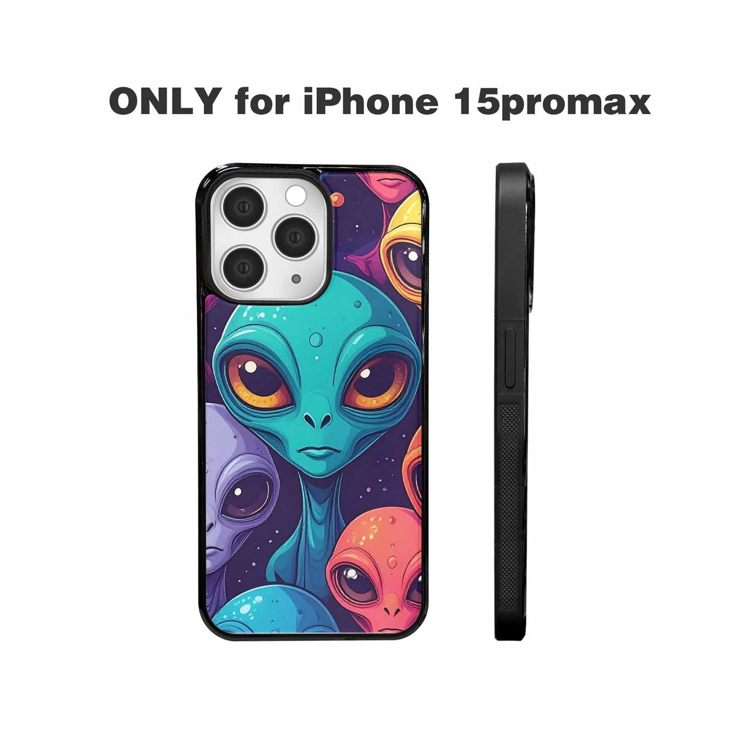 iPhone 15 Pro Max Case — Alien Ufo Cartoon Art Pattern Groovy, Custom Designed Case Cover