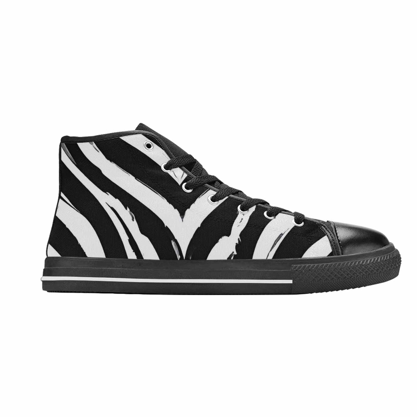 WOMEN'S Classic Zebra Print High Top Canvas Vivid Custom Sneakers
