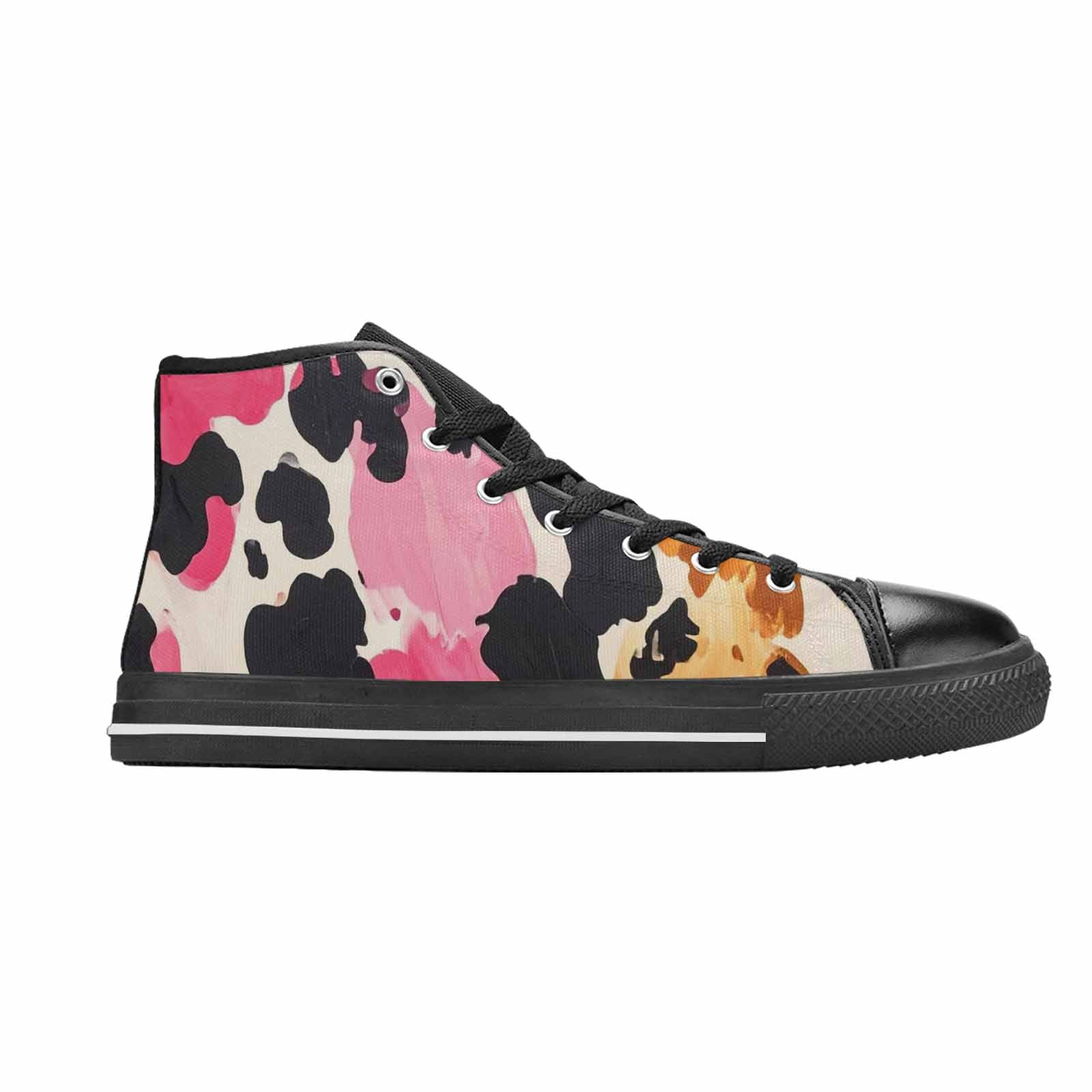 WOMEN'S Cow Animal Print High Top Canvas Vivid Shoes