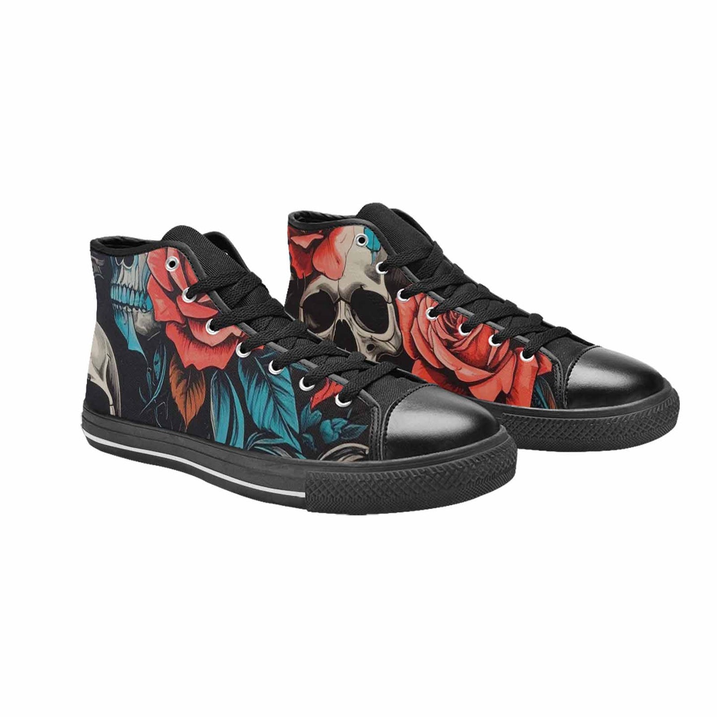 WOMEN'S Skulls Roses Biker Tattoo High Top Canvas Y2K Custom Shoes