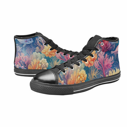 MEN'S Fish Scale Coral High Top Canvas Dark Academia Shoes