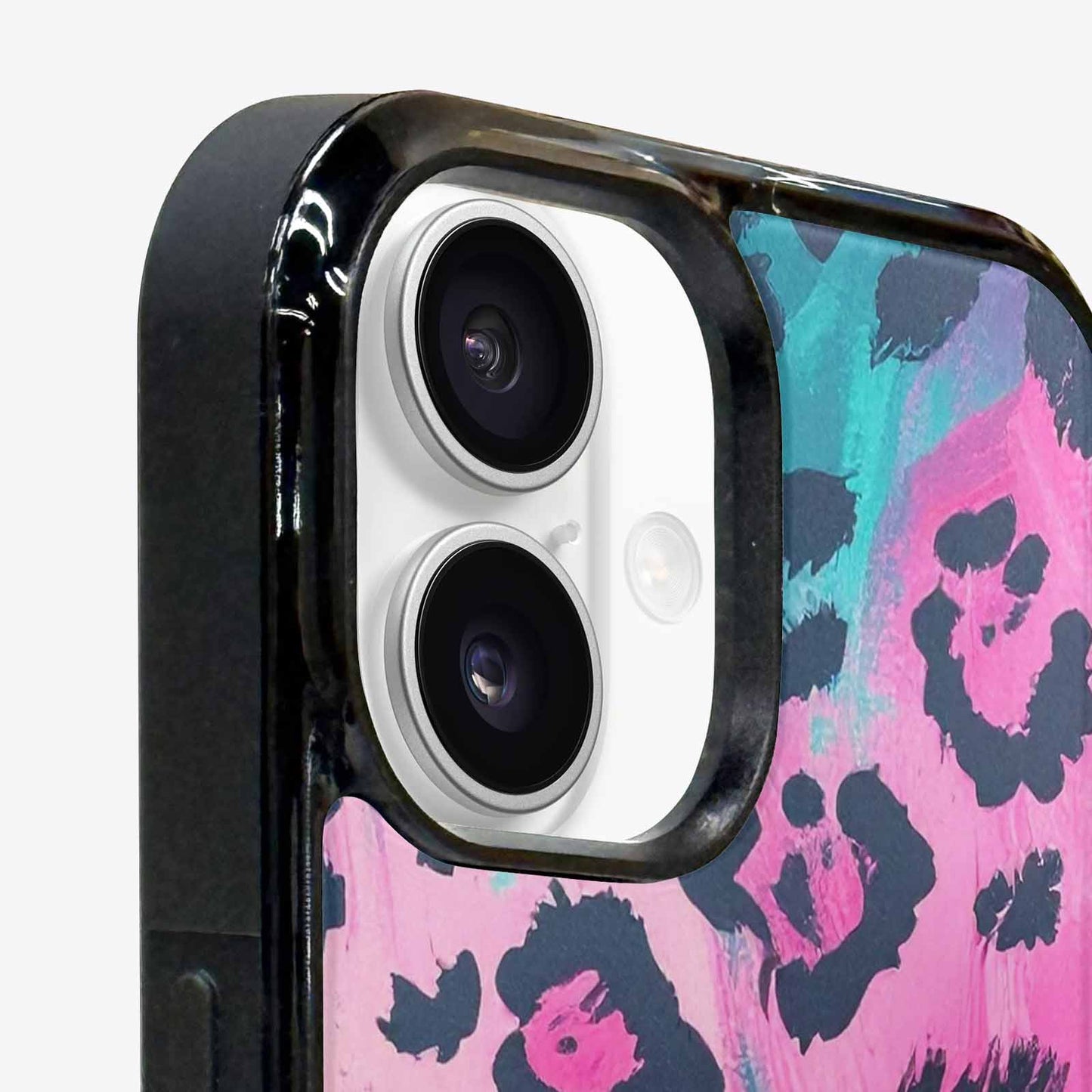 iPhone 16 Case — Leopard Neon Pink Teal Airbrush, Custom Made Phone Cover