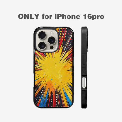 iPhone 16 Pro Case — Comic Halftone Comic Bursts Pattern Hundreds, Custom Print Case Cover