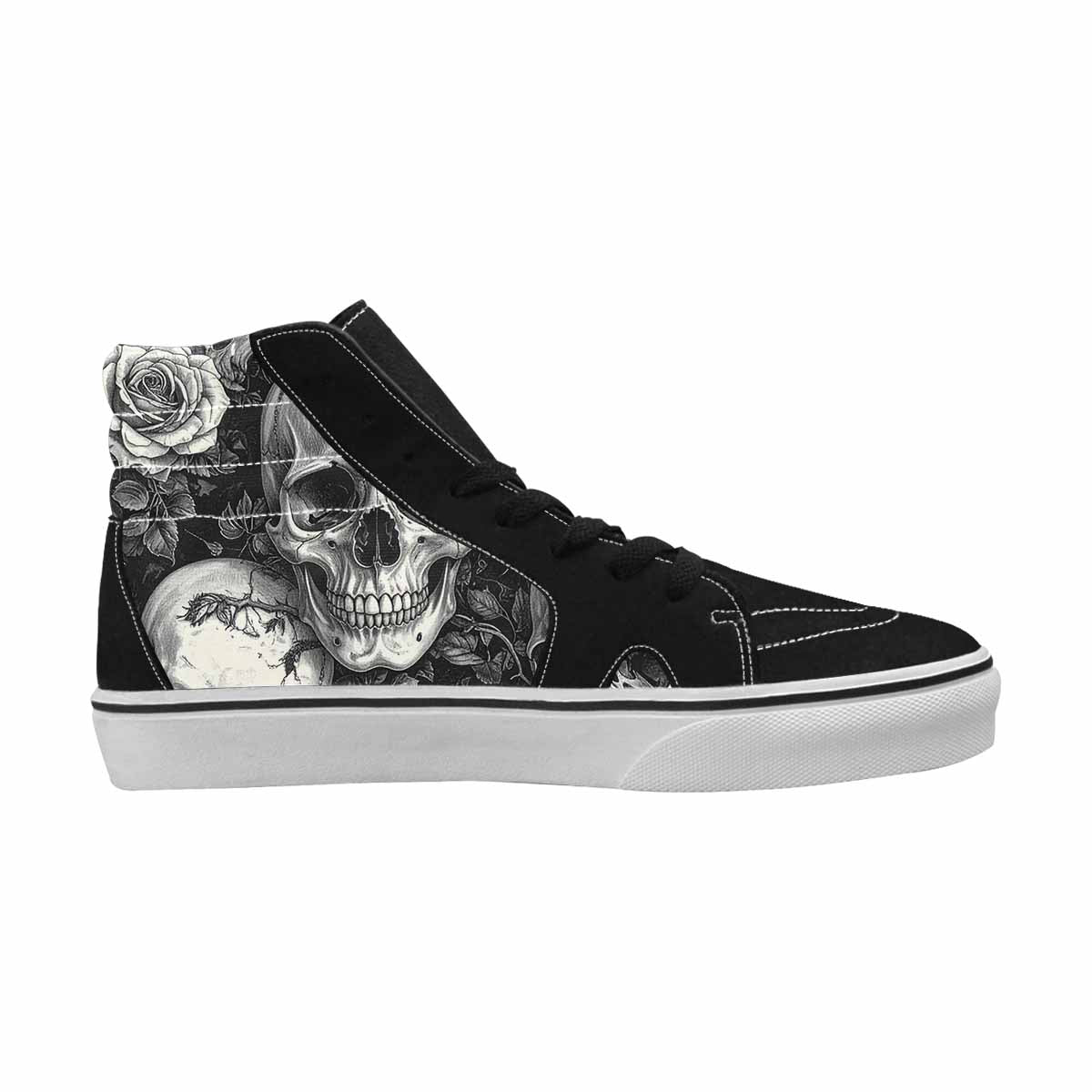 WOMEN'S Skulls Roses Pen Ink High Top Canvas Vivid Shoes