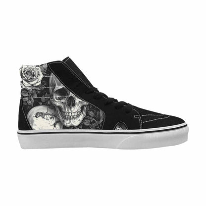 WOMEN'S Skulls Roses Pen Ink High Top Canvas Vivid Shoes