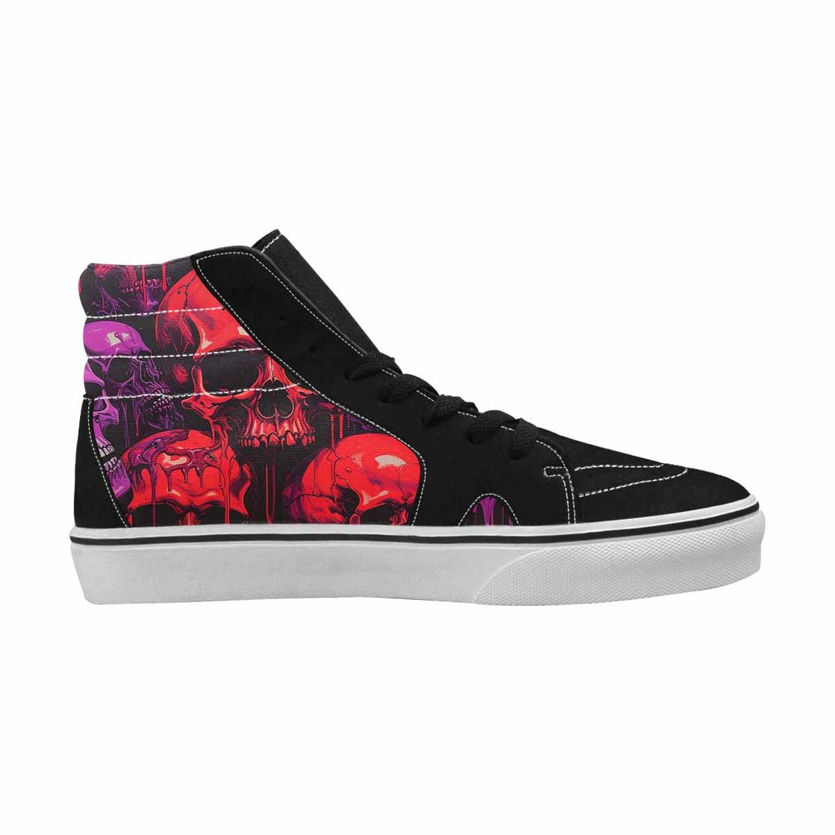MEN'S Red + Purple Skeletons High Top Canvas Dark Academia Custom Sneakers