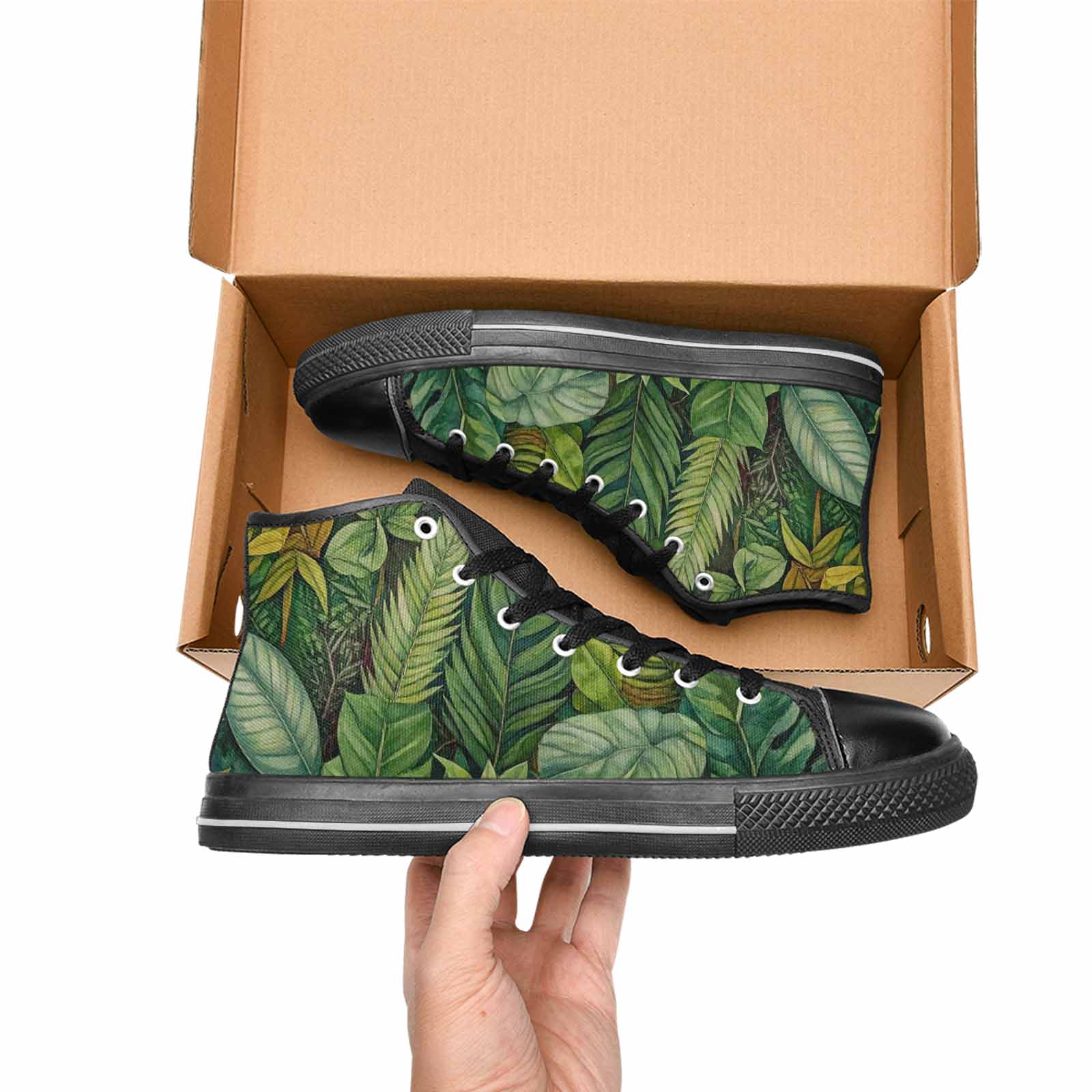 WOMEN'S Seven-Point Palmate Leaf High Top Canvas Surreal Sneakers