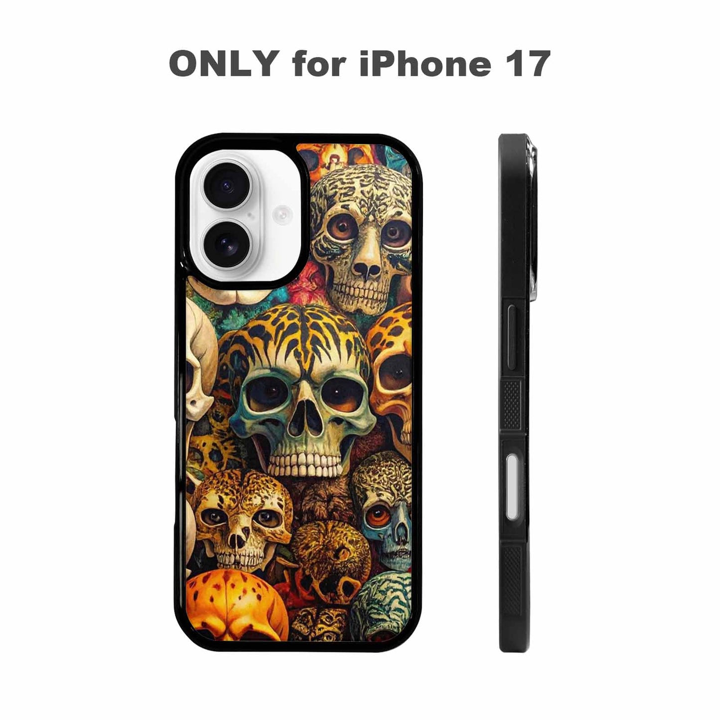 iPhone 17 Case — Skulls Animal Print Gothic Skulls, Unique Phone Case Design
