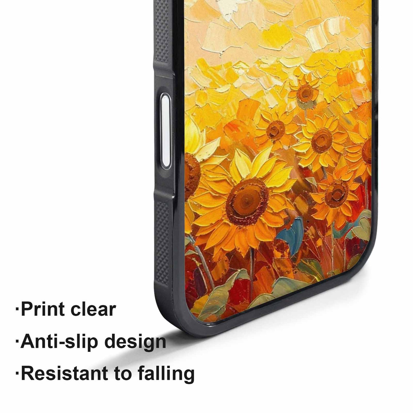 iPhone 17 Pro Case — Impressionist Sunflower Brushstroke Pattern Hundreds Floral, Personalized Phone Case