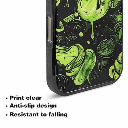 iPhone 15 Pro Max Case — Ice Cream Motif Black Green Ink, Personalized Phone Case