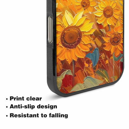 iPhone 16 Pro Case — Impressionist Sunflower Brushstroke Pattern Hundreds Of, Custom Made Phone Cover