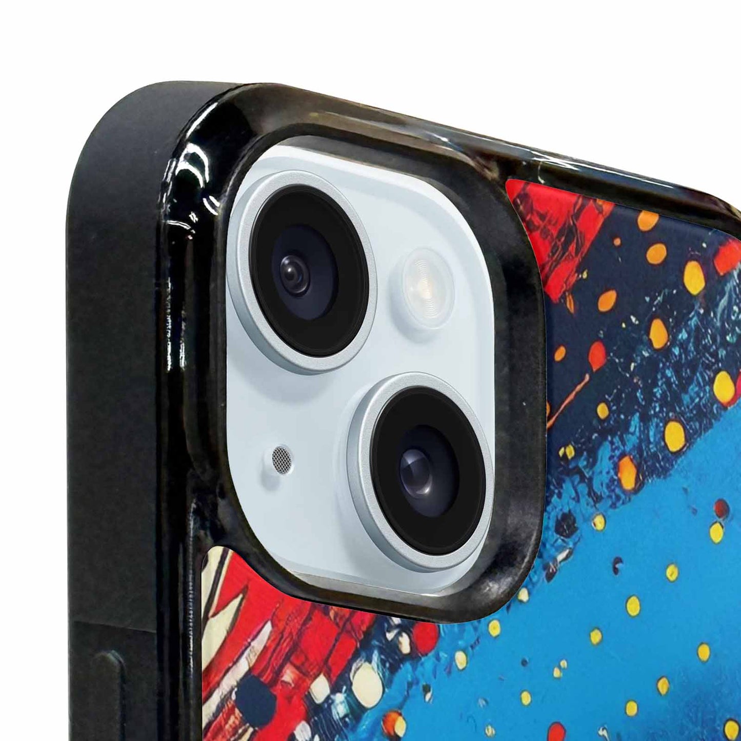 iPhone 15 Plus Case — Comic Halftone Comic Bursts Pattern Hundreds, Personalized Phone Case