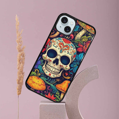 iPhone 15 Plus Case — Mushrooms And Skulls, Custom Print Case Cover