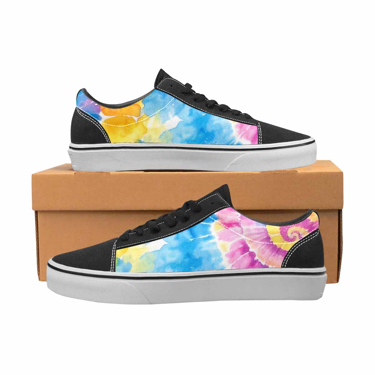 MEN'S Tie Dye Swirl Canvas Lace-Up Aesthetic Custom Shoes
