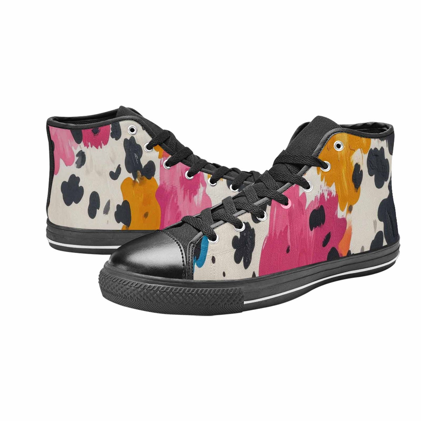 MEN'S Cow Animal Print High Top Canvas Vivid Sneakers