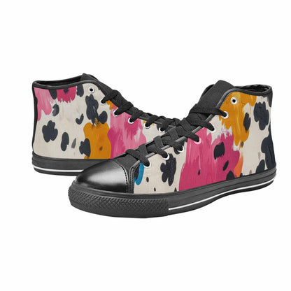 MEN'S Cow Animal Print High Top Canvas Vivid Sneakers