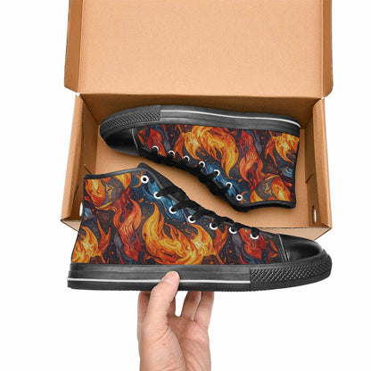 WOMEN'S Fire Flame High Top Canvas Wallpaper Art Shoes