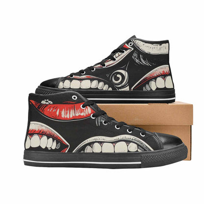 MEN'S Googly Cartoon Mouths High Top Canvas Surreal Shoes