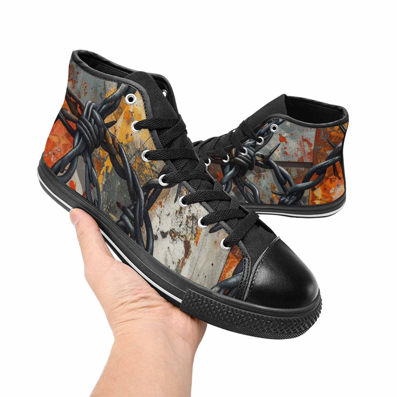 MEN'S Barbed Wire Chain High Top Canvas Dark Academia Sneakers