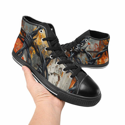 MEN'S Barbed Wire Chain High Top Canvas Dark Academia Sneakers