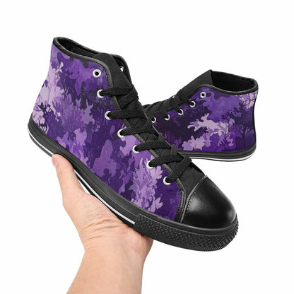 WOMEN'S Military Camouflage Blotch High Top Canvas Vibrant Chaos Sneakers
