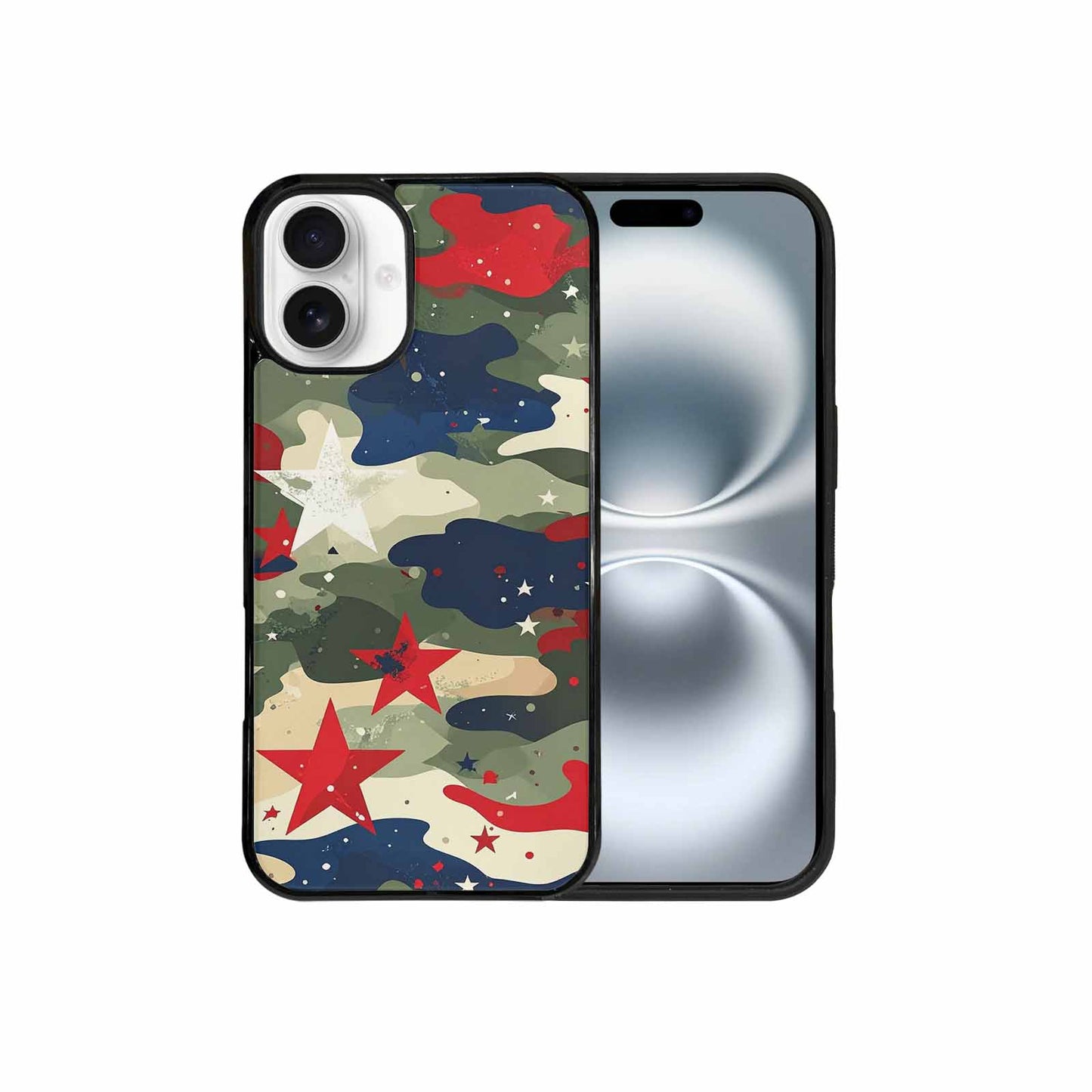 iPhone 16 Plus Case — Military Camo Blotch Texture Blended With, Custom Print Case Cover