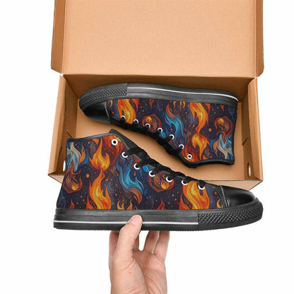 WOMEN'S Fire Flame High Top Canvas Neon Fantasy Sneakers