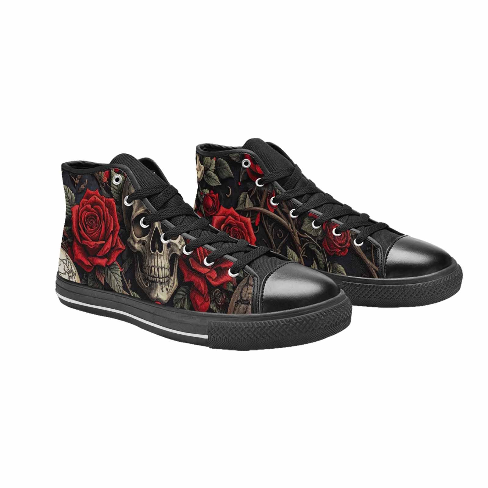 WOMEN'S Gothic Skulls Roses High Top Canvas Cottagecore Custom Sneakers