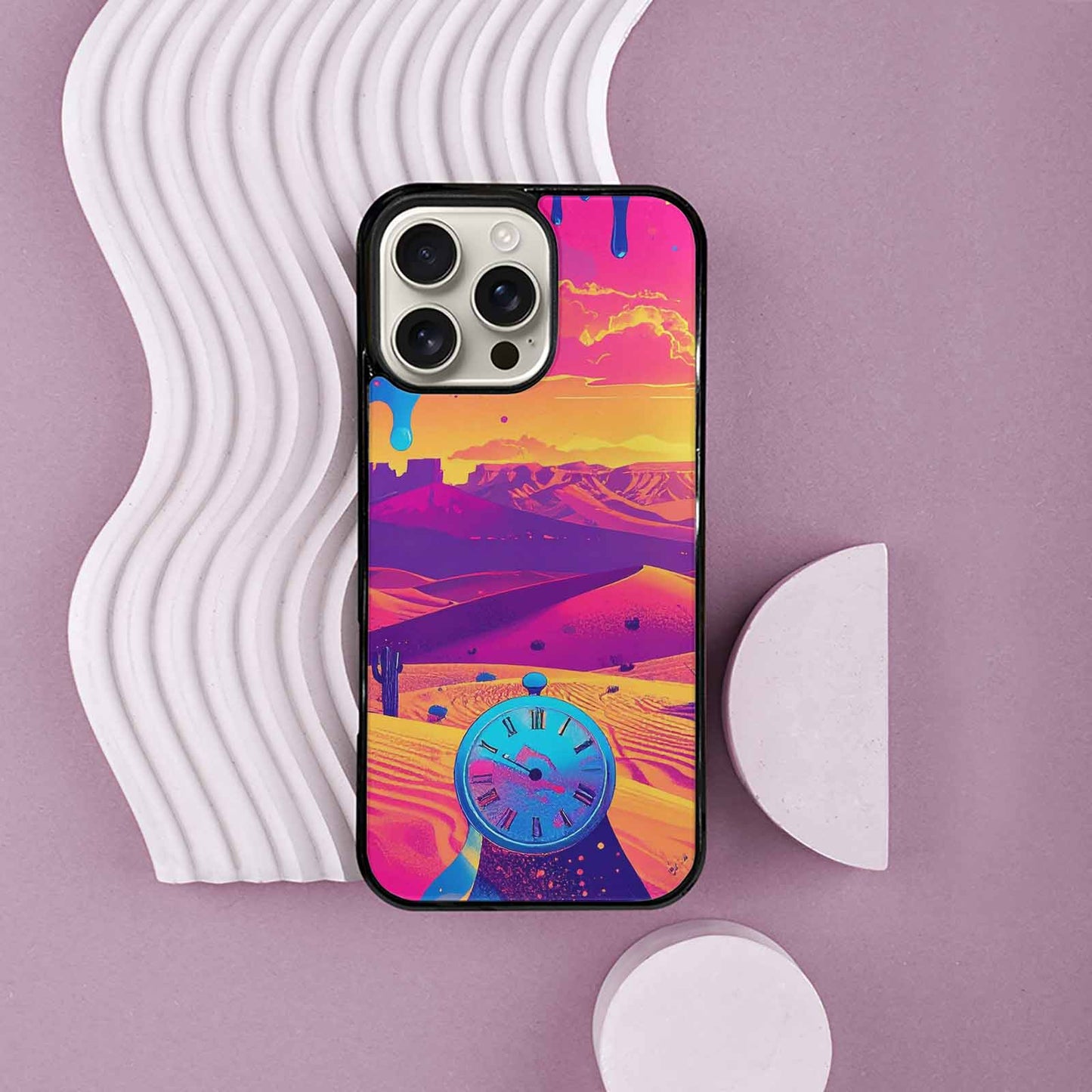 iPhone 16 Pro Max Case — I Surrealist Dreamscape Pattern Melting Clocks, Custom Designed Case Cover