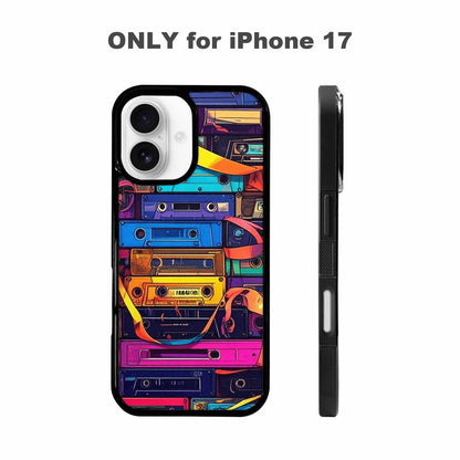 iPhone 17 Case — Retro Cassette Tape Pattern Retro Vintage, Custom Print Case Cover