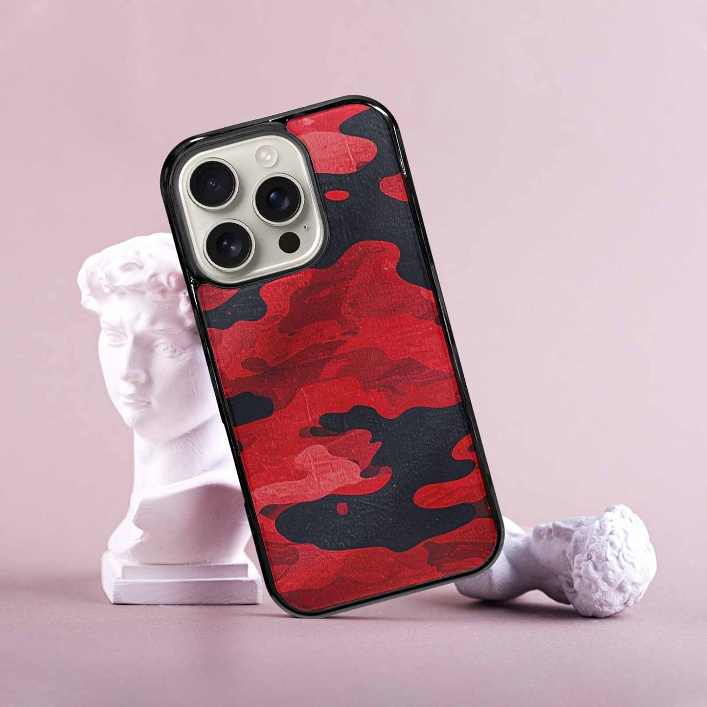 iPhone 16 Pro Case — Tactical Camo Red Black, Custom Phone Case