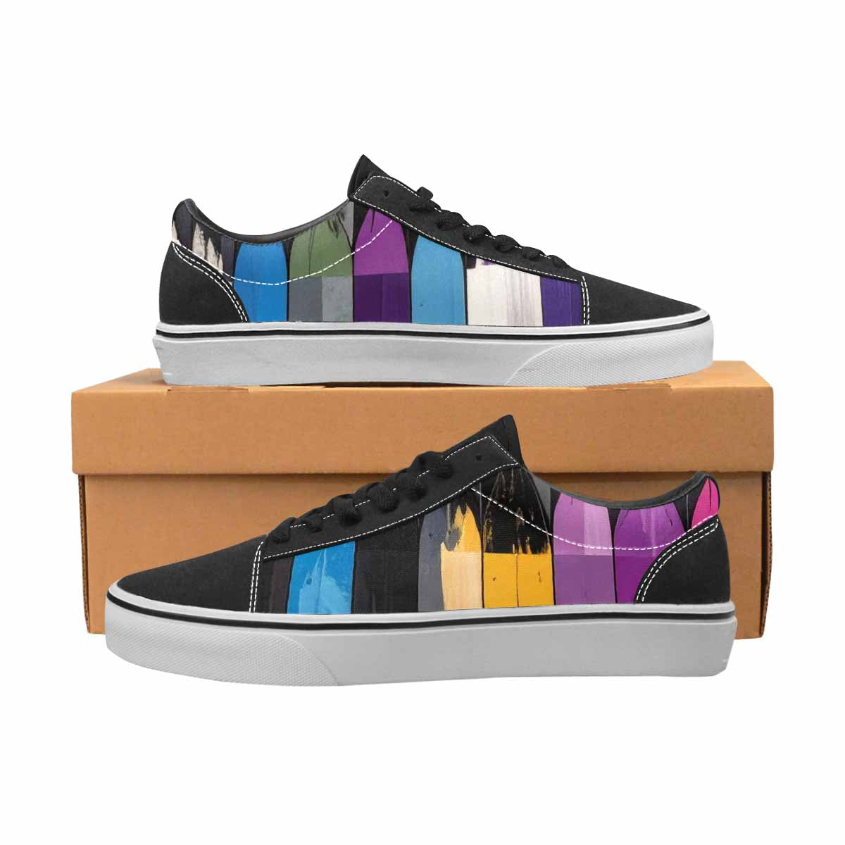 MEN'S Asexual Flag Color Canvas Lace-Up Dreamcore Custom Shoes
