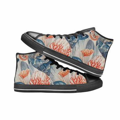 WOMEN'S Fish Scale Coral High Top Canvas Y2K Sneakers