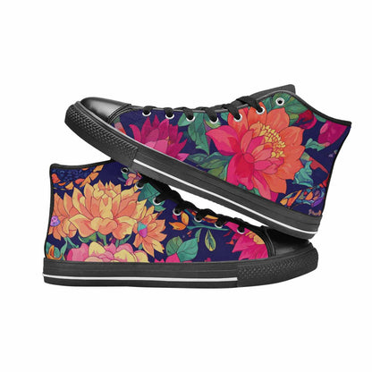 WOMEN'S Floral Snake Print High Top Canvas Dreamcore Custom Sneakers