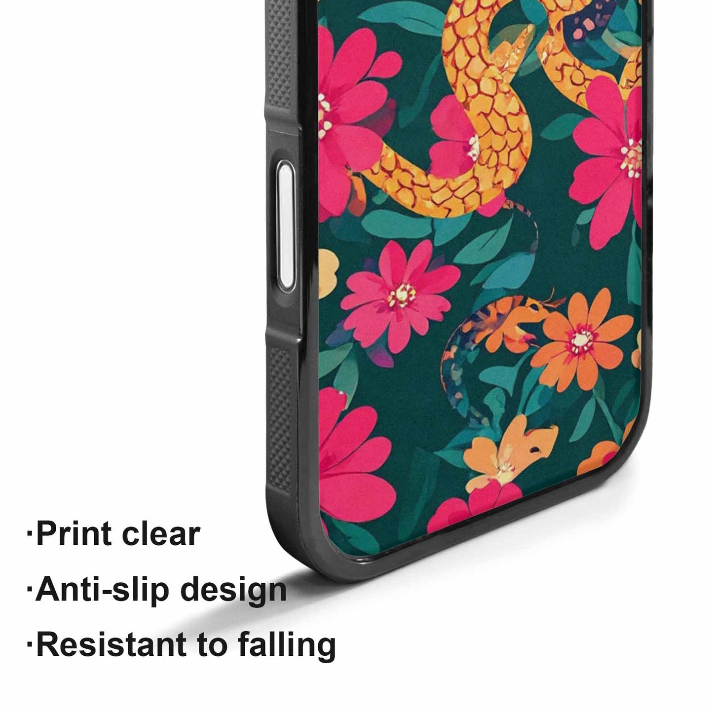 iPhone 17 Case — Floral Snake Print Floral, Custom Art Phone Cover