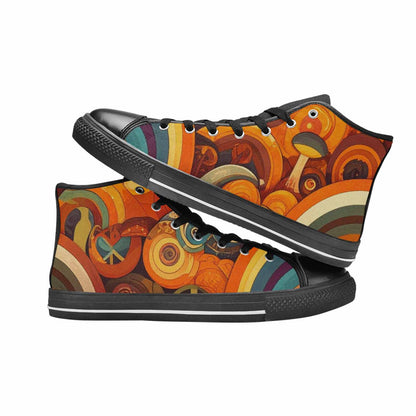 WOMEN'S Groovy 70S Peace High Top Canvas Y2K Custom Shoes