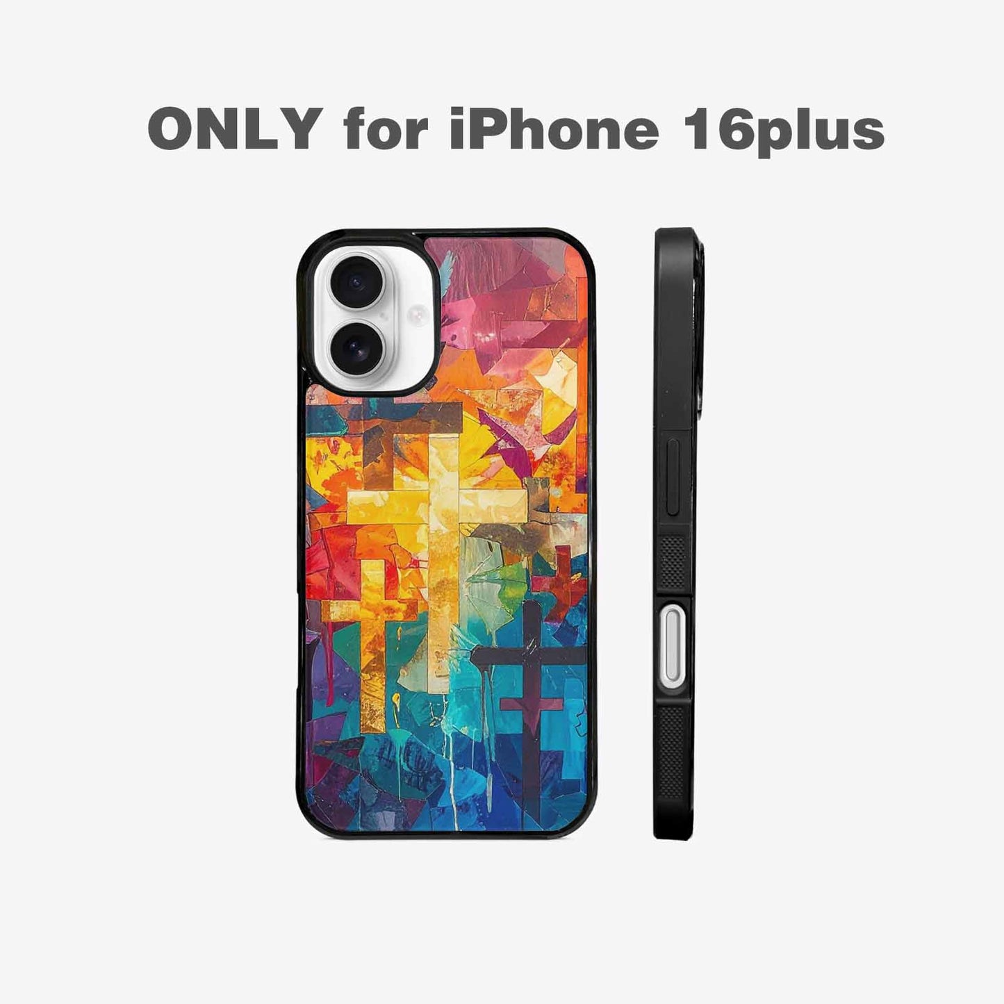 iPhone 16 Plus Case — Faith Cross And Faith Icons Pattern, Custom Print Case Cover