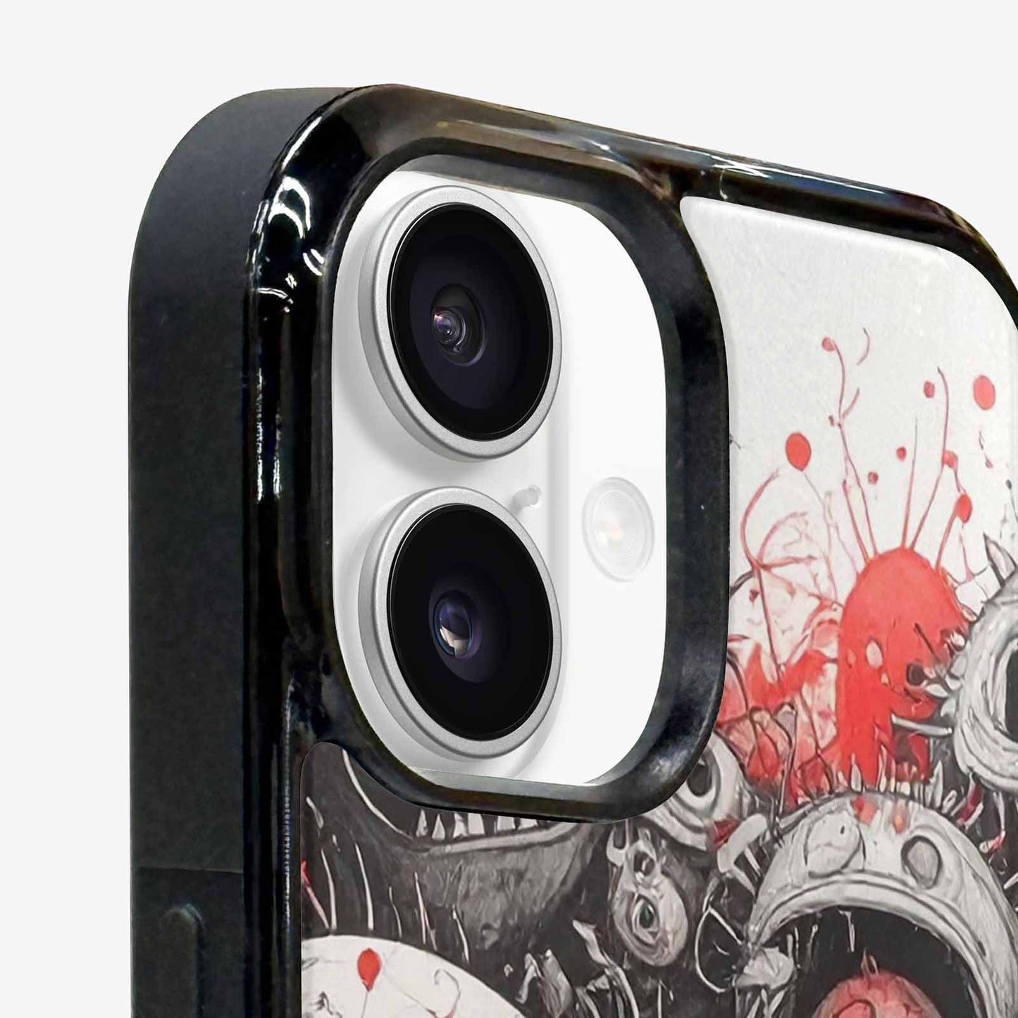 iPhone 16 Case — Multi Eye Monster Black Red Ink, Original Design Phone Case