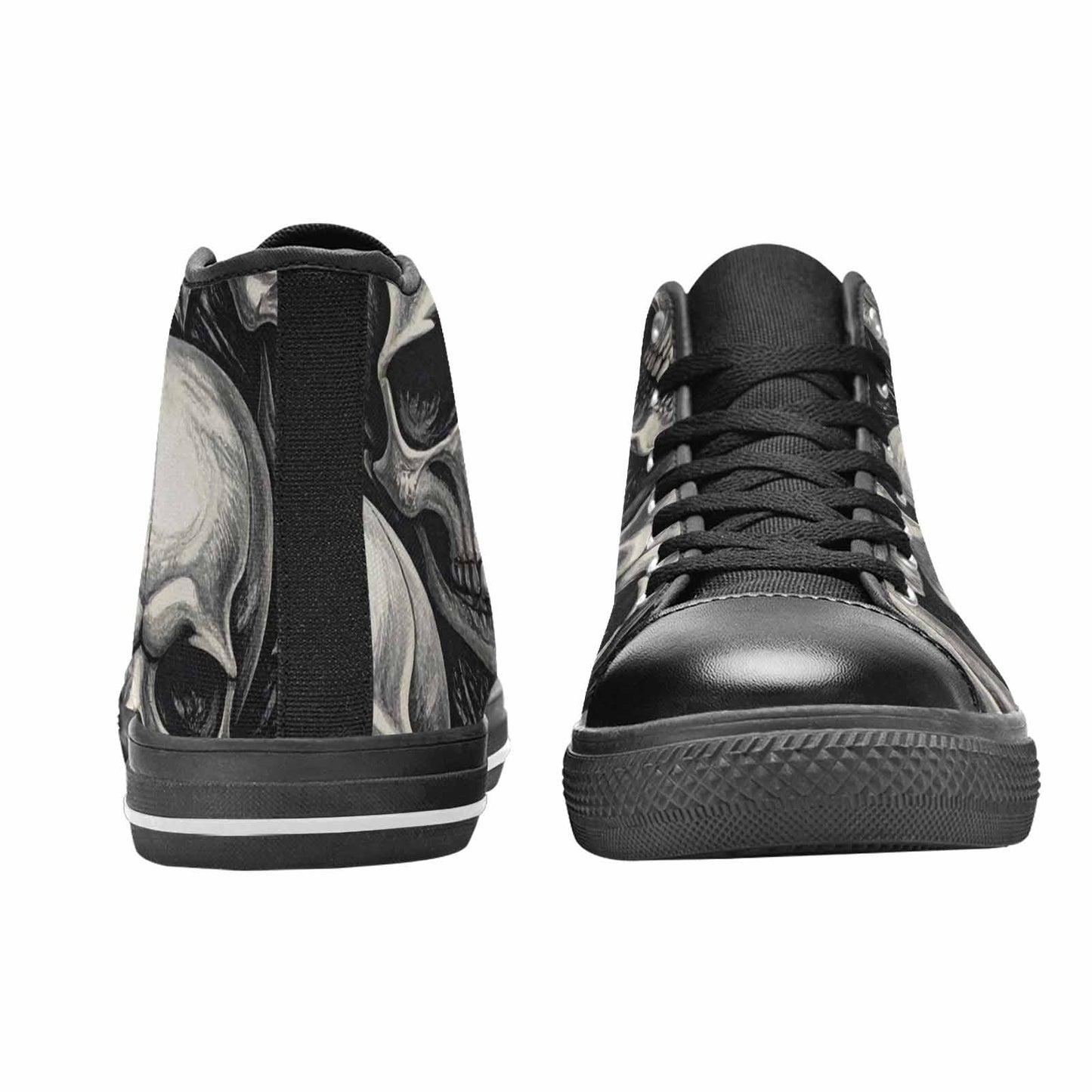 WOMEN'S Skulls Roses Black Ink High Top Canvas Aesthetic Custom Shoes