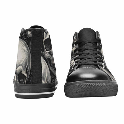 WOMEN'S Skulls Roses Black Ink High Top Canvas Aesthetic Custom Shoes