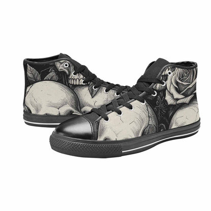 MEN'S Skulls Roses Black Ink High Top Canvas Y2K Shoes