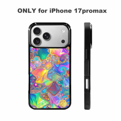 iPhone 17 Pro Max Case — Holographic Iridescent Shimmer Pattern Original Art, Custom Designed Case Cover