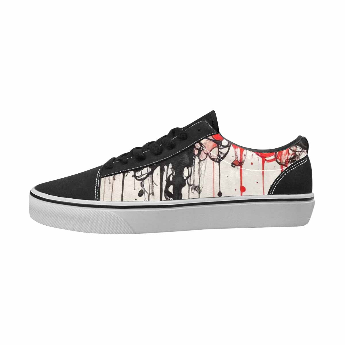 MEN'S Mushrooms Black & Red Ink Canvas Custom Design Wallpaper Art Original Art Sneakers