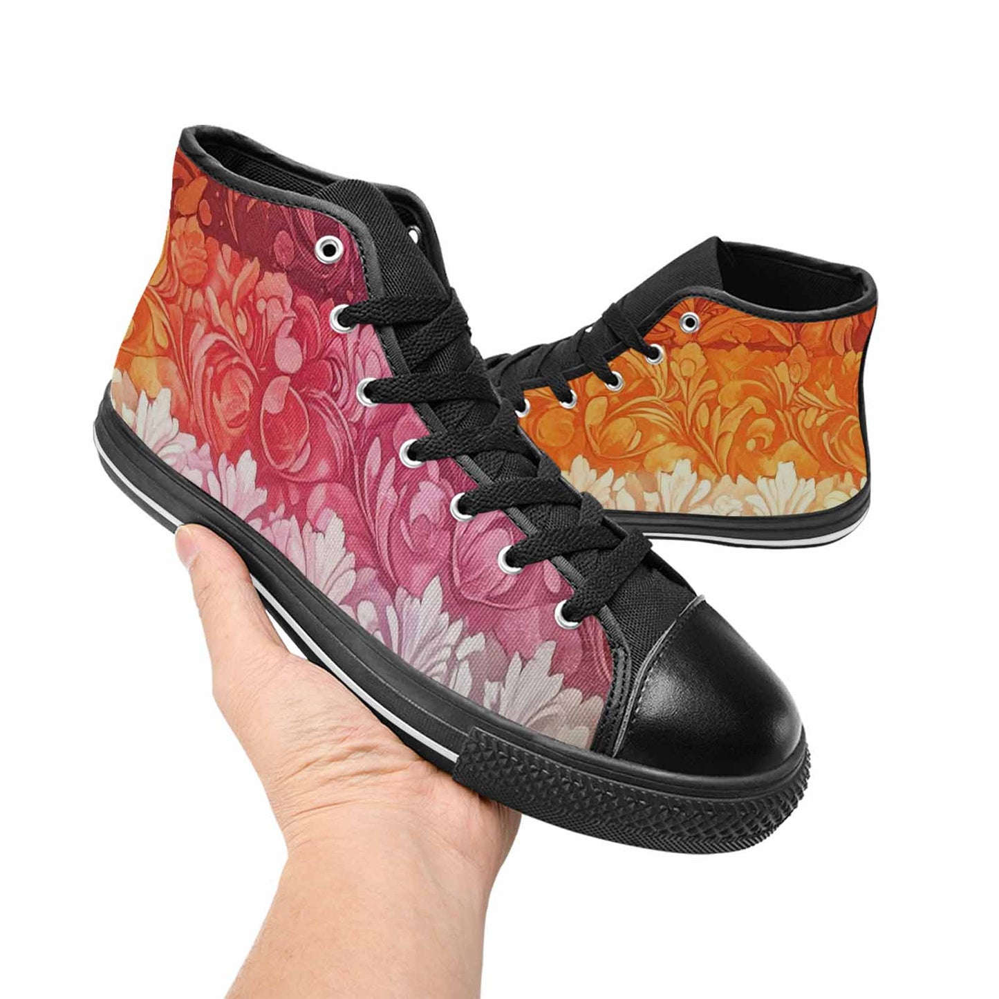MEN'S Lesbian Flag Color High Top Canvas Dreamcore Custom Shoes